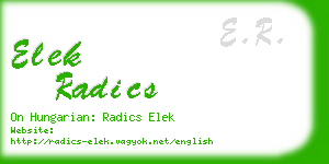 elek radics business card